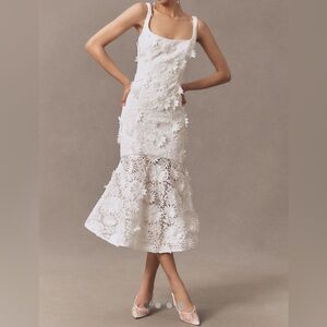 Bardot Marico Midi Fishtail Dress 3D Lace US Sz12 NWT White Wedding BridalShower